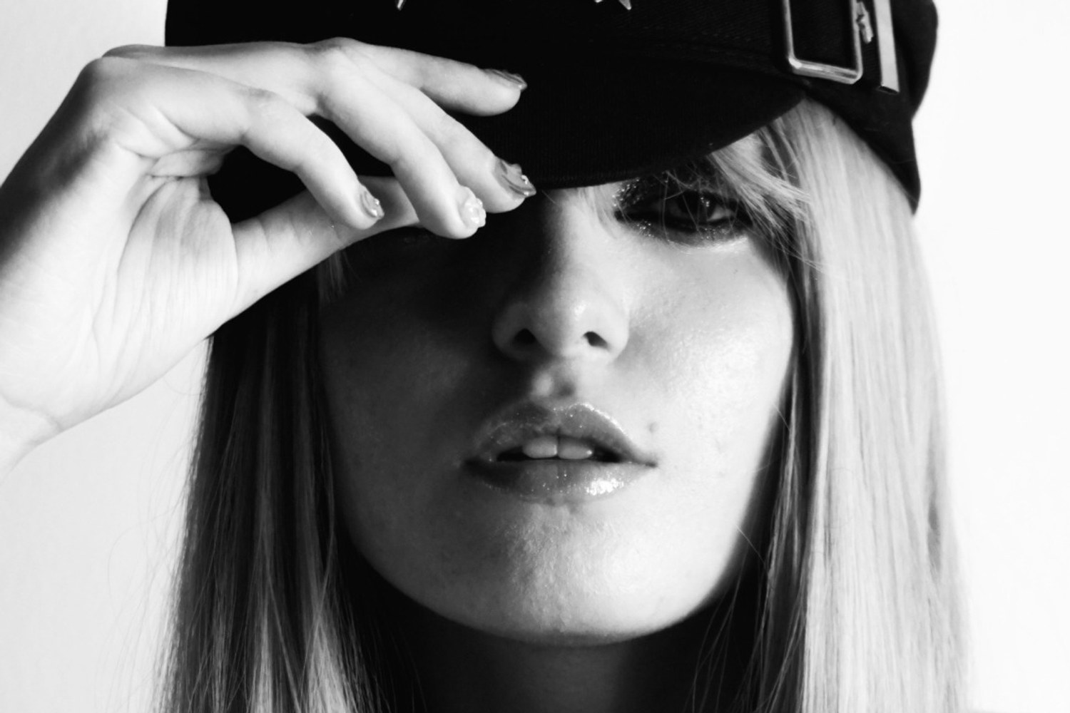 Black and white outerwear editorial portrait